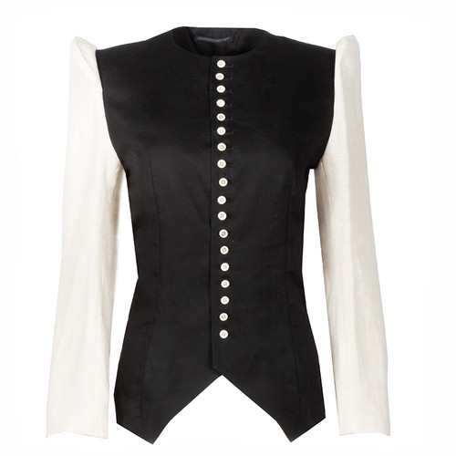 semoh　Collarless Jacket Collarless cinched jacket black – TOTEME