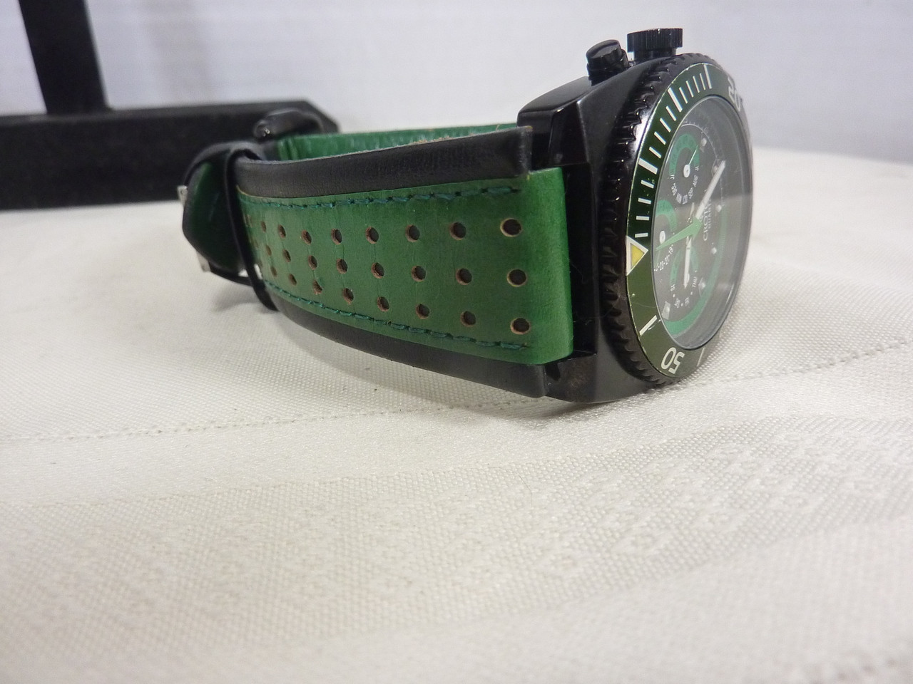 Croton Stainless Steel Chronograph Watch Men Leather Band