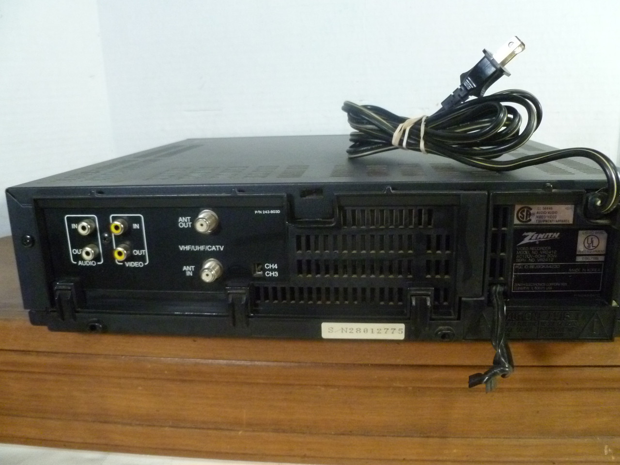 Zenith VCR Player Recorder VR-2412 On VHS Tape Serviced