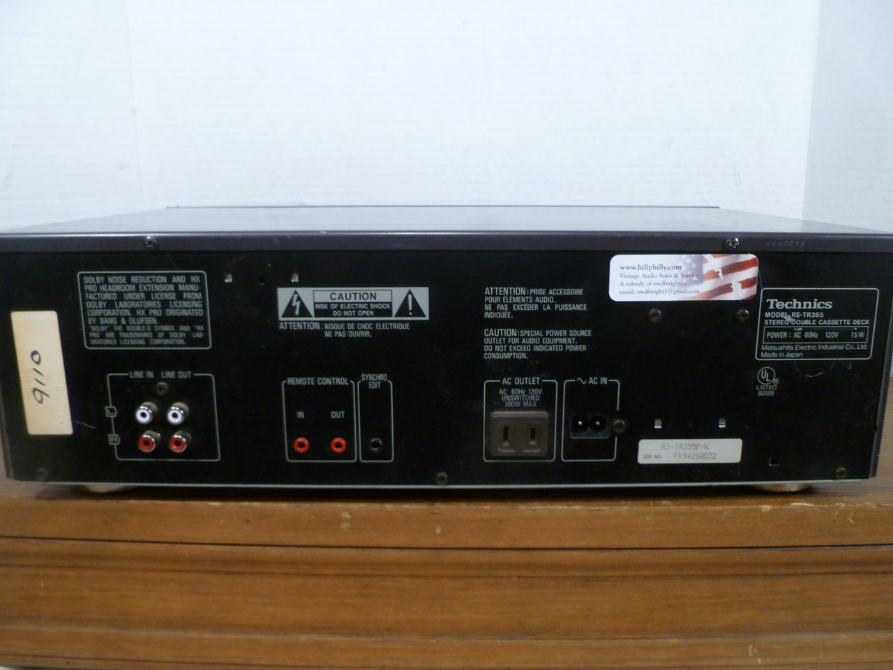 Panasonic RS-TR355 デュアルカセットデッキ Technics RS-TR355 Dual Cassette Tape Deck Serviced