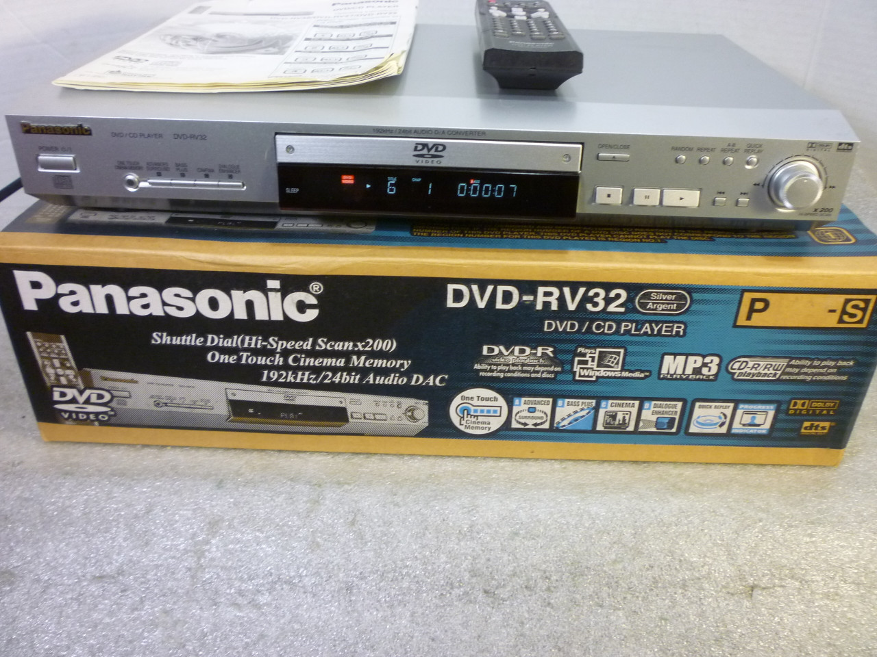 Panasonic DVD-RV32 DVD Player w/ Remote and Manual