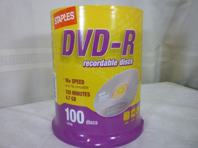 DVD -R Blank Recordable Disc 100 Count Staples #12735