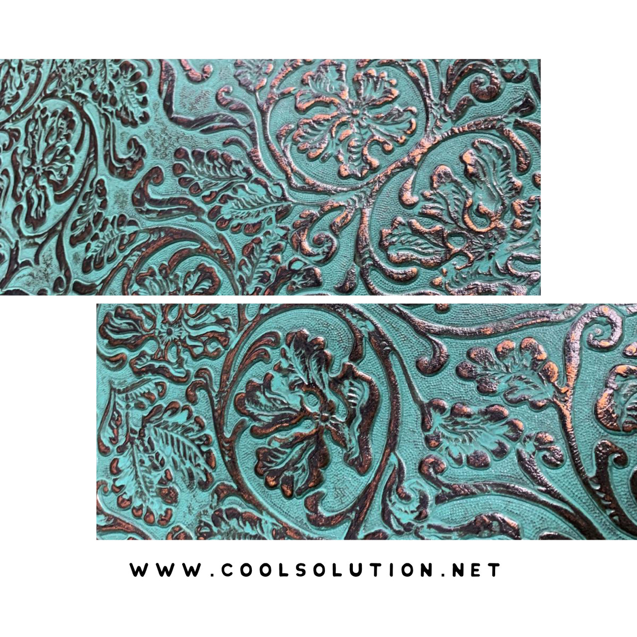 20oz Handle Epoxy Tumbler / Western / Turquoise, Copper, Cow print and  leather tooling