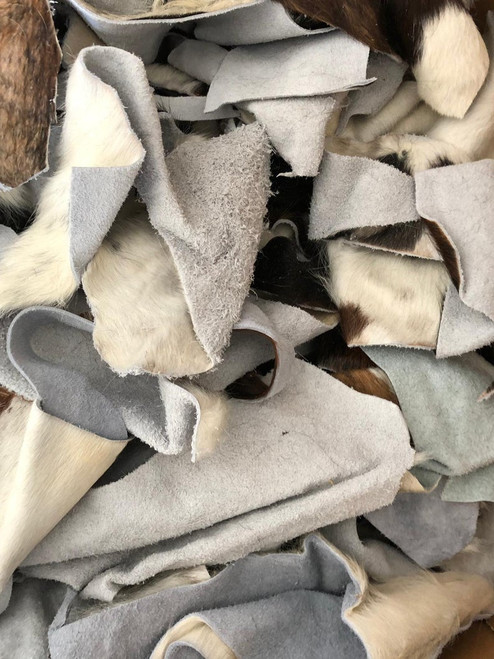 Cow Hide Leather Scraps Cut Assorted Mix of Earth and Vibrant Scraps 2-3 Oz