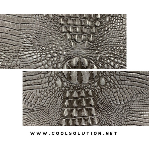 Silver leather,  silver crocodile, black embossed, leather sheets, embossed leather sheets, leather by square