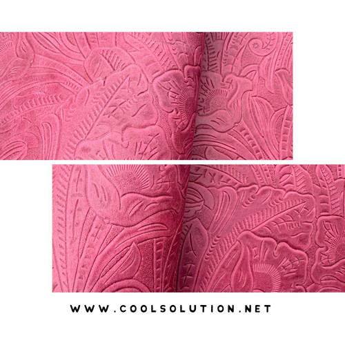 Floral Leather, Embossed Leather, Floral Pattern, Denver Embossed, Leather for Bags, Denver Electric Pink