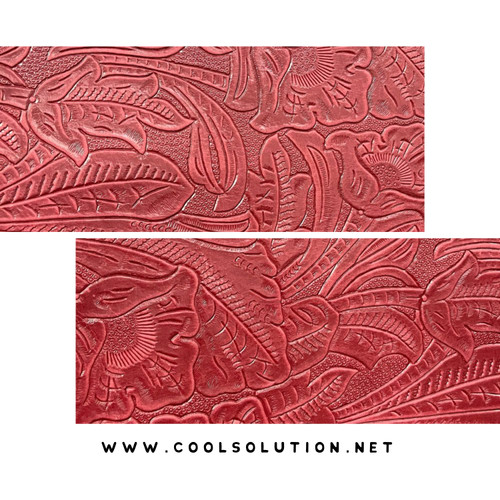 Leather Sheets, Embossed sheets, Denver Leather, Soft Floral Red, Red Leather