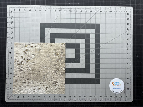 Genuine Embossed Acid Washed leather sheet with gator texture on measurement mat 10x10 inches