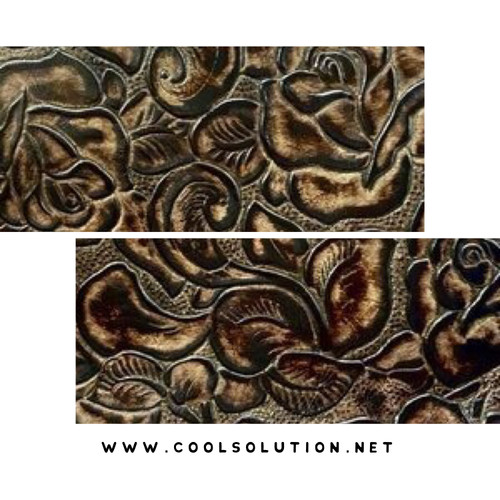 Roses Montreal embossed leather sheet with floral pattern on cowhide, ideal for handbags, wallets, and leather craft projects