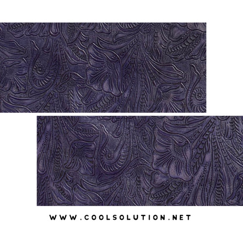 Large Floral Grape embossed leather sheet with western floral tooling and turquoise tones for handbags and leather projects