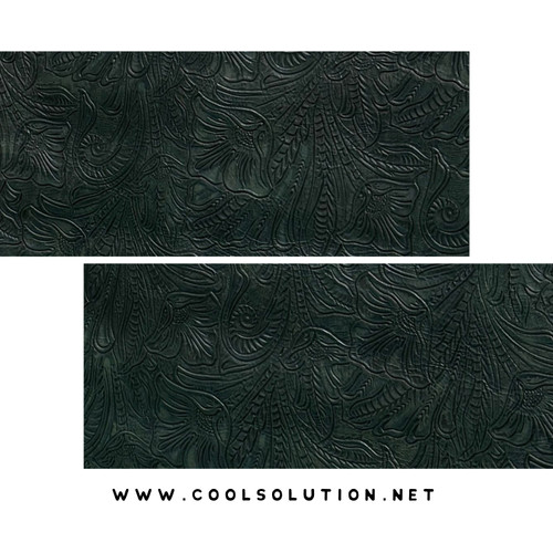 Large Floral Forest embossed leather sheet with western floral tooling and green tones for handbags and leather projects