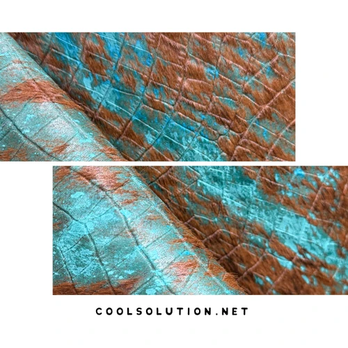 Acid Wash Croc Turquoise embossed crocodile genuine cowhide leather with distressed western finish.