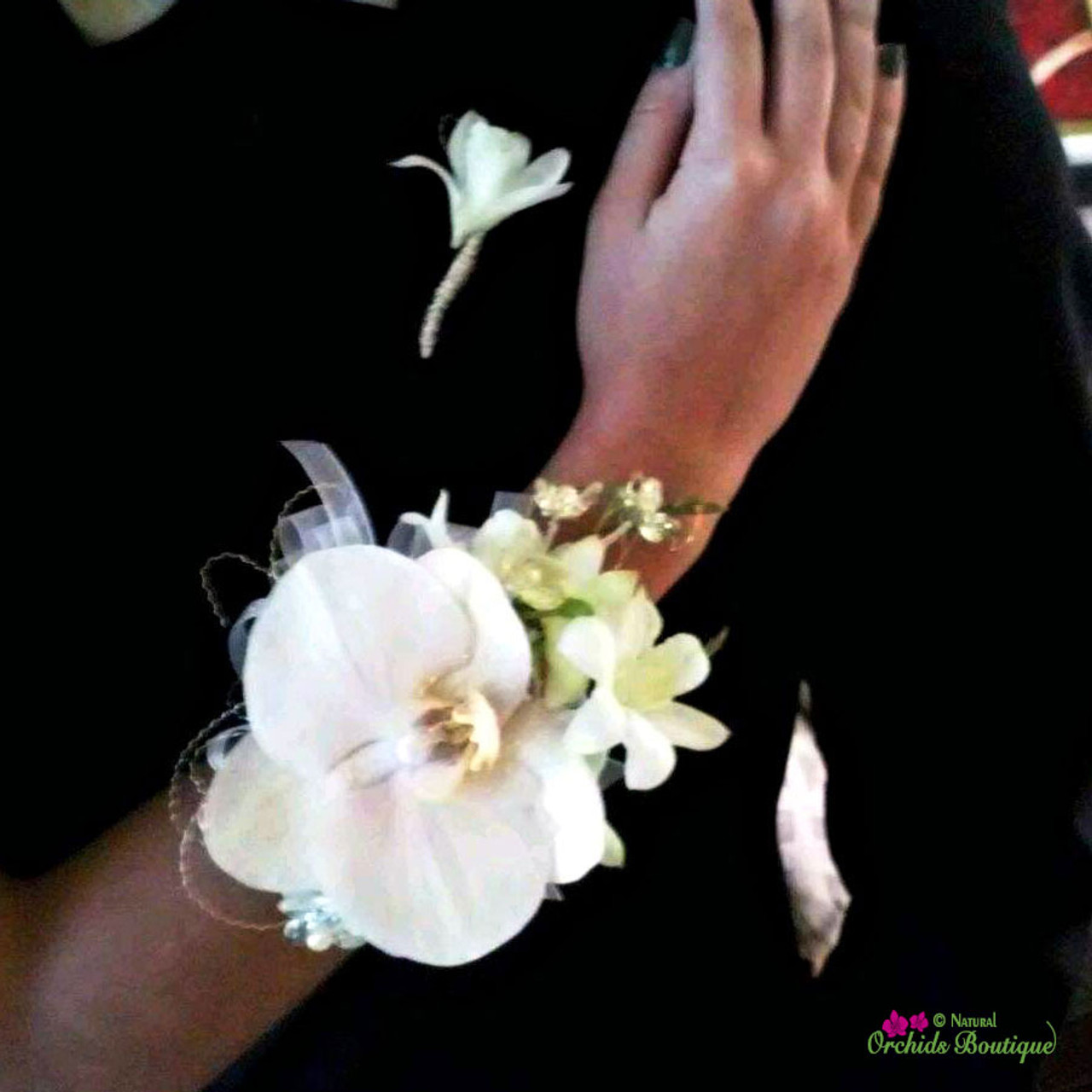 Ananiver Necklet draad Phalaenopsis and Dendrobium Orchid 2 Corsage and Boutonniere - Natural  Orchids Boutique