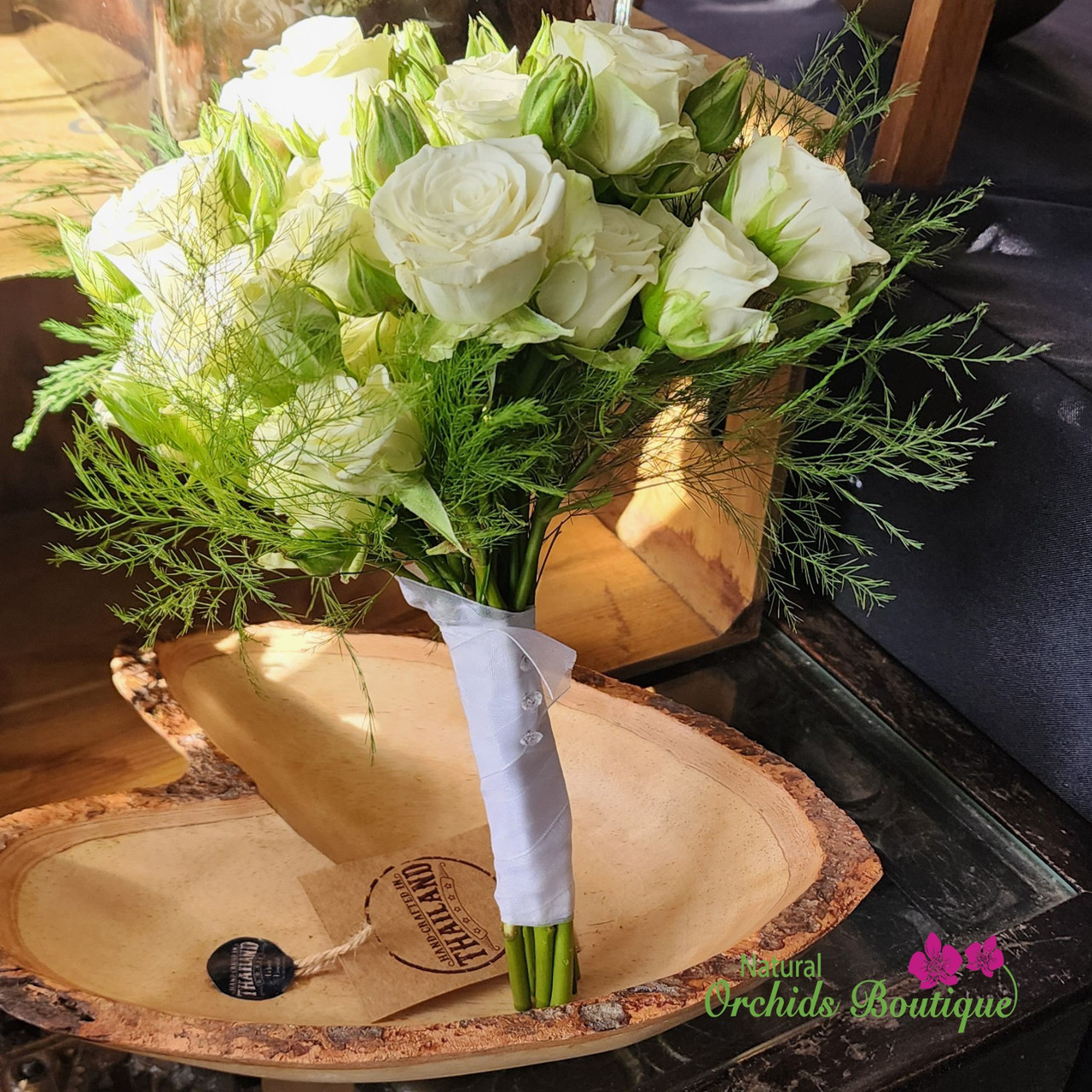 White Mini Spray Roses Bouquet - Natural Orchids Boutique White Mini Spray Roses Bouquet - Natural Orchids Boutique