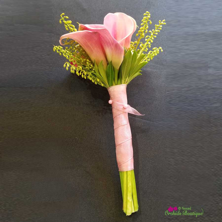 Lovely Calla Lily Prom Bouquet Natural Orchids