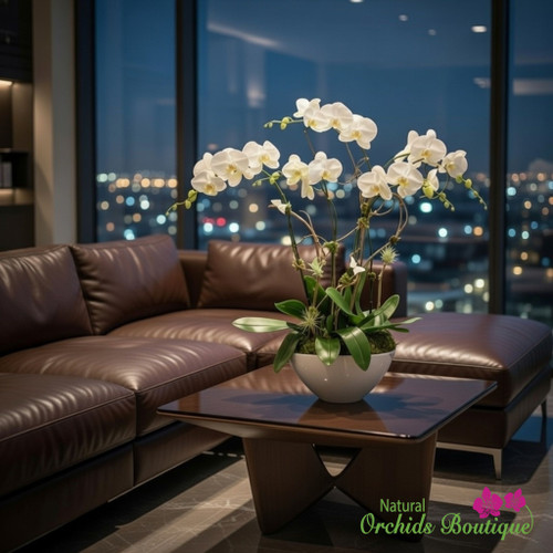 Modern White Phalaenopsis Orchid Arrangement