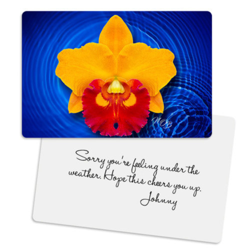 Yellow Cattleya Calm Metal Greeting Card, elegant orchid flower design with calming yellow tones, perfect for thoughtful gifting and special occasions Yellow Cattleya Calm Metal Greeting Card, elegant orchid flower design with calming yellow tones, perfect for thoughtful gifting and special occasions