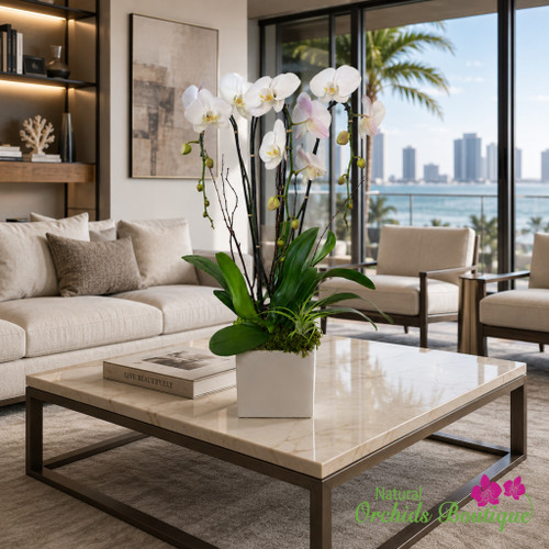 Elegant Contemporary White Phalaenopsis Orchid Arrangement
