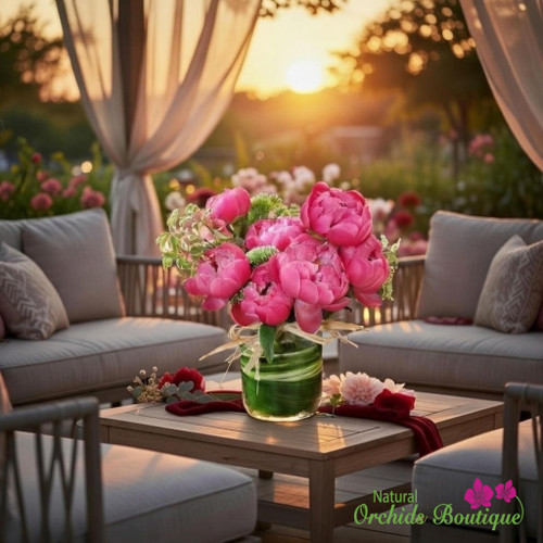 Peony bouquet flower arrangement for Miami same day luxury delivery elegant floral gift