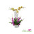 Luxury live orchid arrangement for home and office decor with round ceramic vase Miami florist
Tall pink and yellow Phalaenopsis and Dendrobium orchid display in white vase elegant interior decor Miami