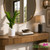 ZZ Plant styled on a side table, adding natural greenery and texture to a modern interior space.