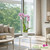 Meet You In The Park pink Phalaenopsis orchid arrangement in a white ceramic vase with air plant for monthly orchid subscription.