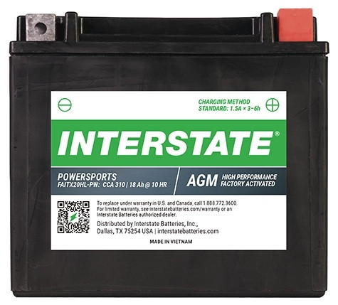 FAITX20HL-PW Interstate Battery Power Sports