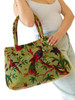 AB108-PARADISE BIRDS OLIVE HANDBAG