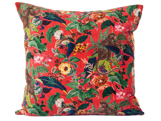 L106-MONKEY RED SQUARE SHAM
