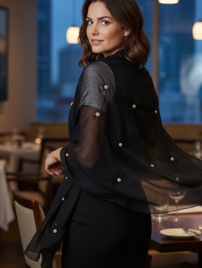 06B-CELINE BLACK SHAWL