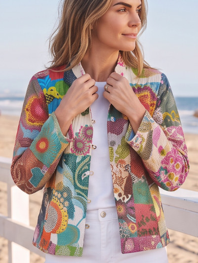 SJ-TROPICS FLORAL QUILTED JACKET