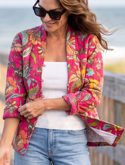 SJ-TROPICS WILD BERRY QUILTED JACKET