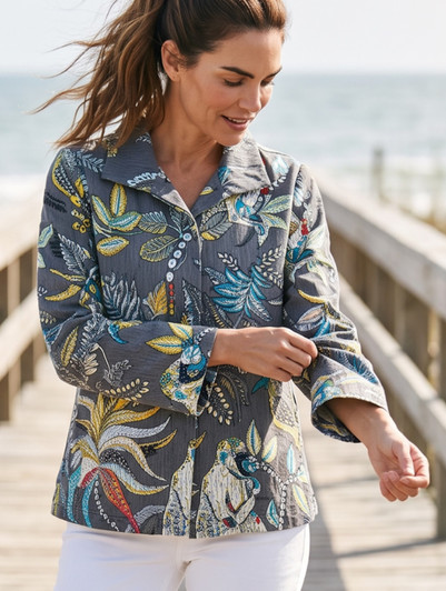 SJ-TROPICS GRAY QUILTED JACKET