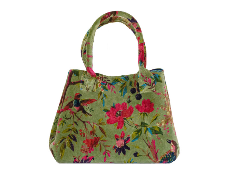 AB108-PARADISE BIRDS OLIVE HANDBAG