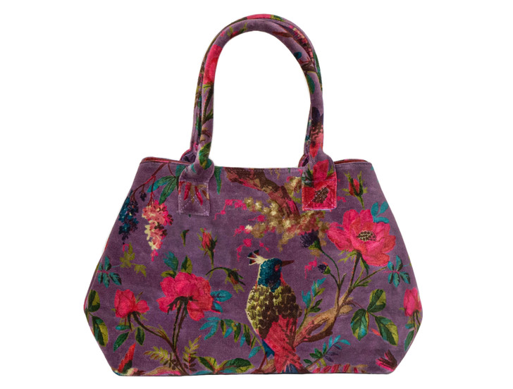 AB108-PARADISE BIRDS PLUM HANDBAG