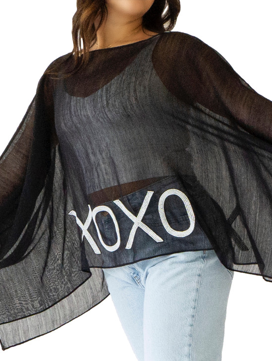 57-XOXO BLACK PONCHO