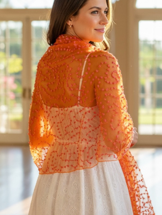 06C-ISABELLA SUNSET ORANGE SHAWL
