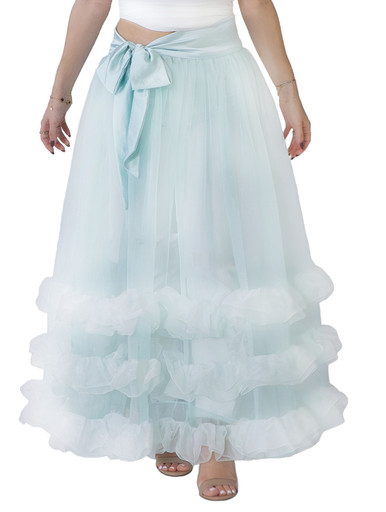 Ice Blue Belted Culotte Denim Skirt 19123