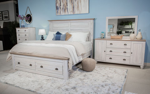 The Haven Bay 5 Piece Bedroom Suite sold at Bolin Rental serving