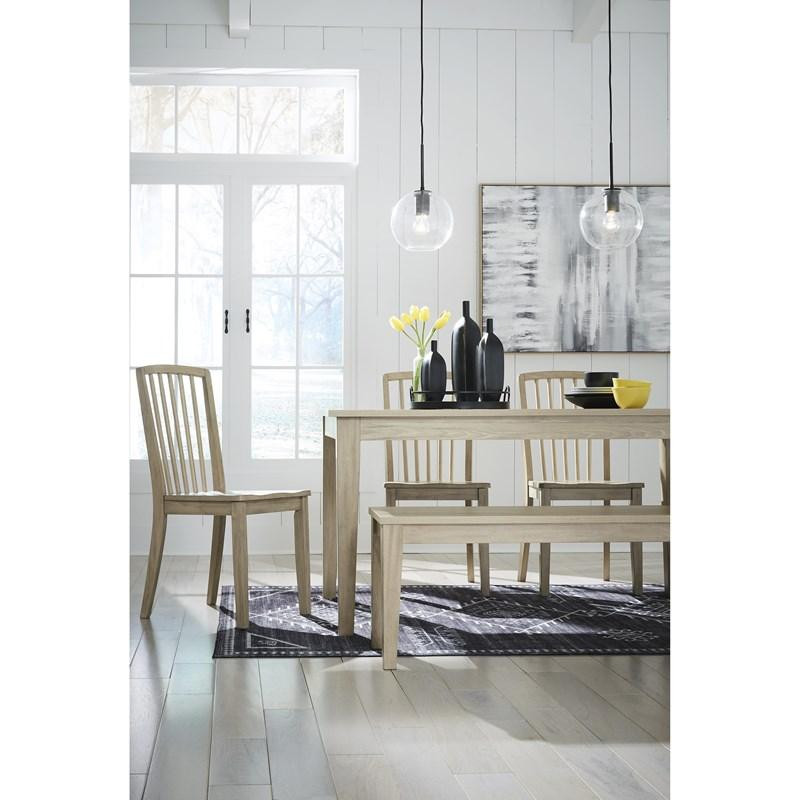 The Gleanville Rectangular Table 4 Chairs and Bench Dining Set sold at