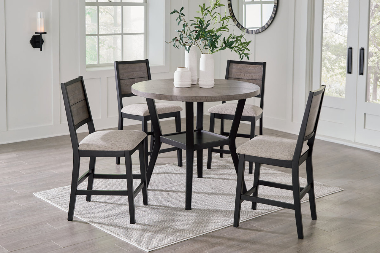 The Corloda Black/Gray Counter Height Dining Table and 4 Barstools