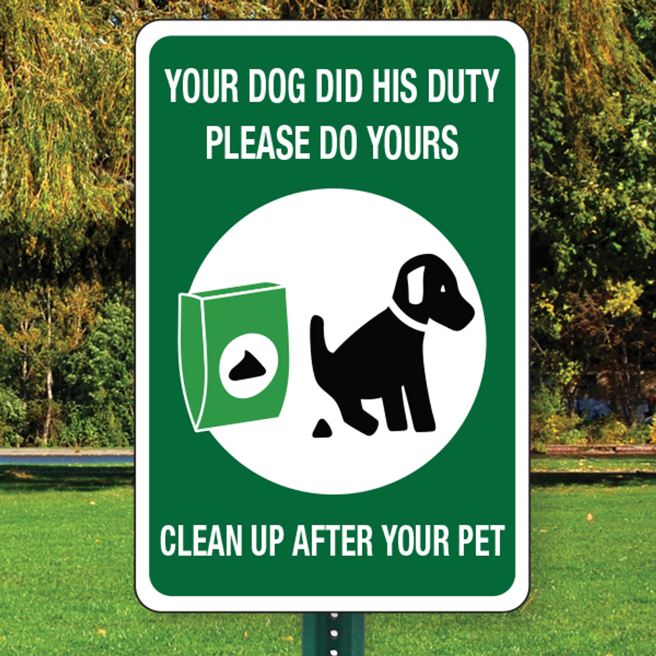 Clean Up After Your Pet Aluminum Sign - 12 clean-up-after-your-pet-aluminum-sign-12-x-18