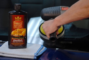 Pinnacle GlassWork Water Spot Remover can also be applied by machine!