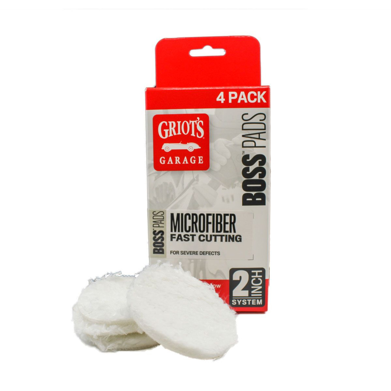 Griots Garage BOSS 2 inch Microfiber Fast Cutting Pads – 4 Pack 