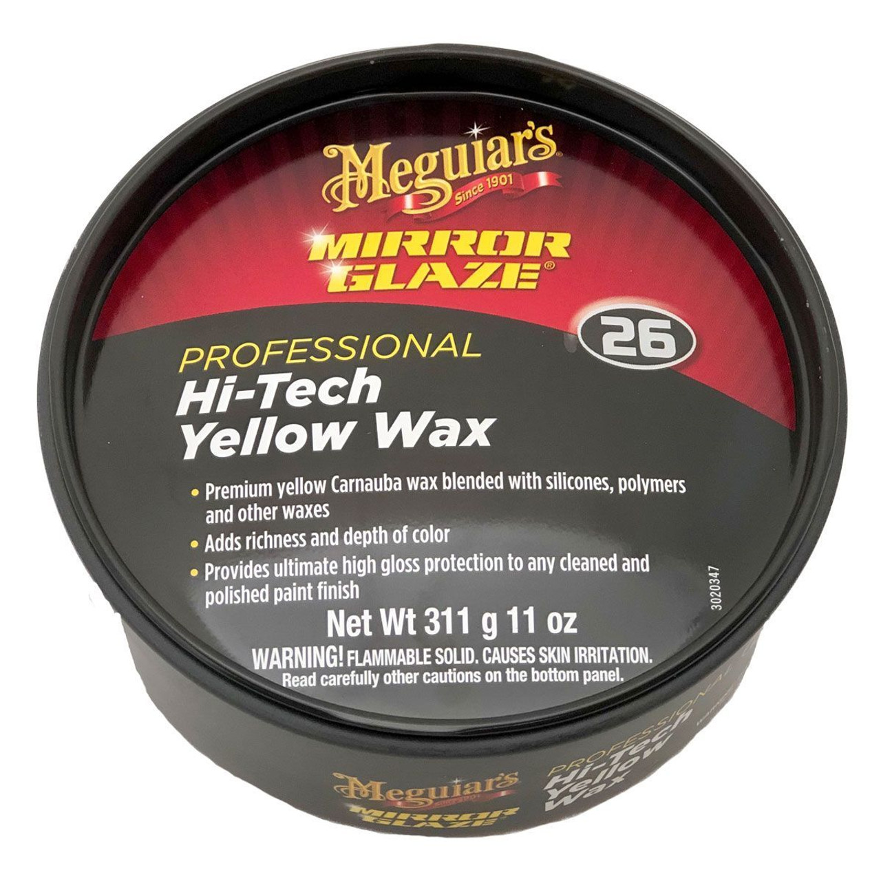 Meguiar's® Mirror Glaze® M2611 Hi-Tech Wax, 11 oz Tin Box, High Gloss,  Light Yellow, Paste