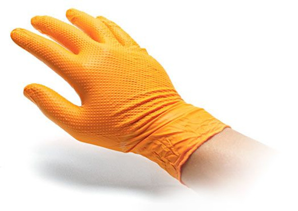 Large Orange Heavy Duty Nitrile Gloves - Box of 100