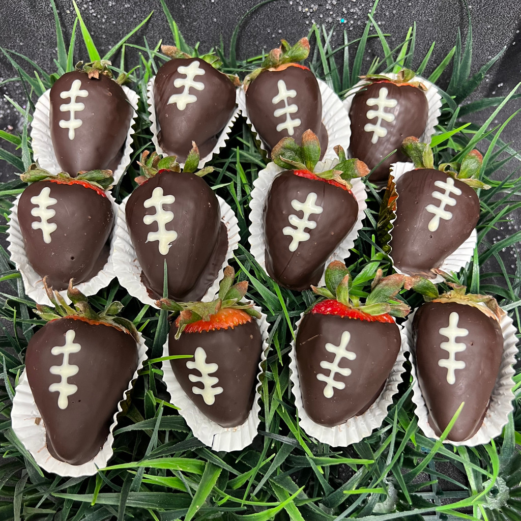 Dozen Football Chocolate Covered Strawberries