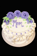 Traditional border with purple frosting roses.