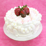 Signature design with fresh dipped chocolate covered strawberries on top.