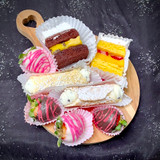 Arrange your desserts on a board or plate. 